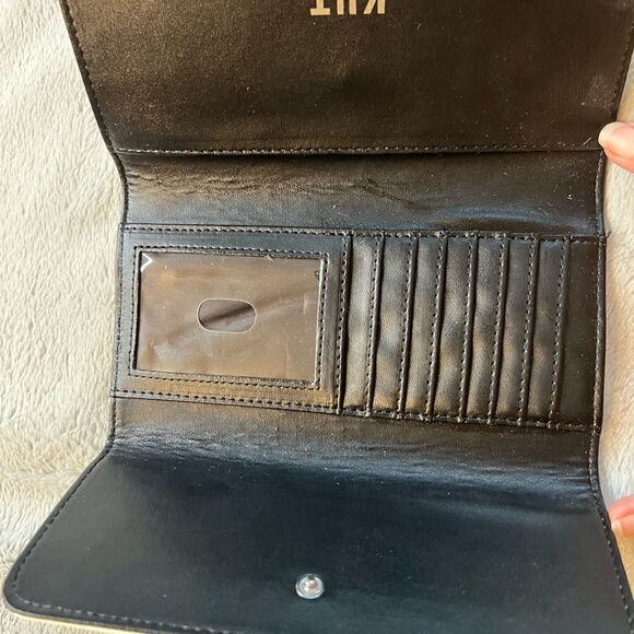 Kut from the Kloth Black & White Stripe Three Fold Long Wallet - Picture 4 of 10